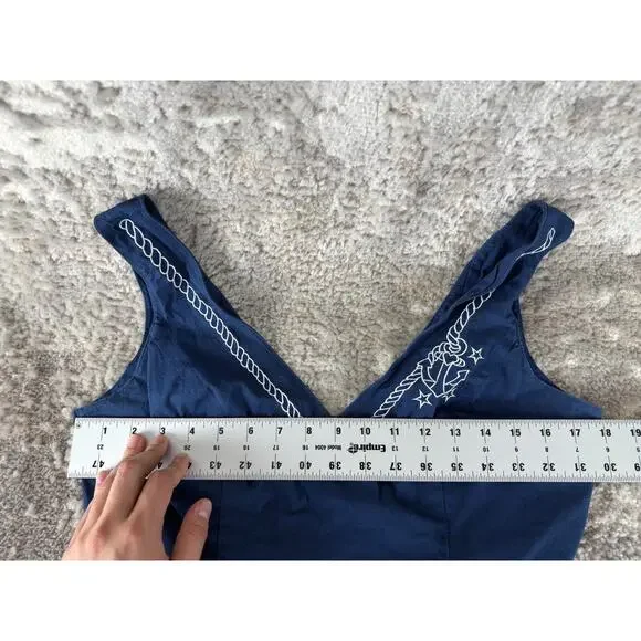 Hell Bunny Vixen Sz L Navy Nautical Sailor Flare Swing Dress Rockabilly Retro - Picture 5 of 10